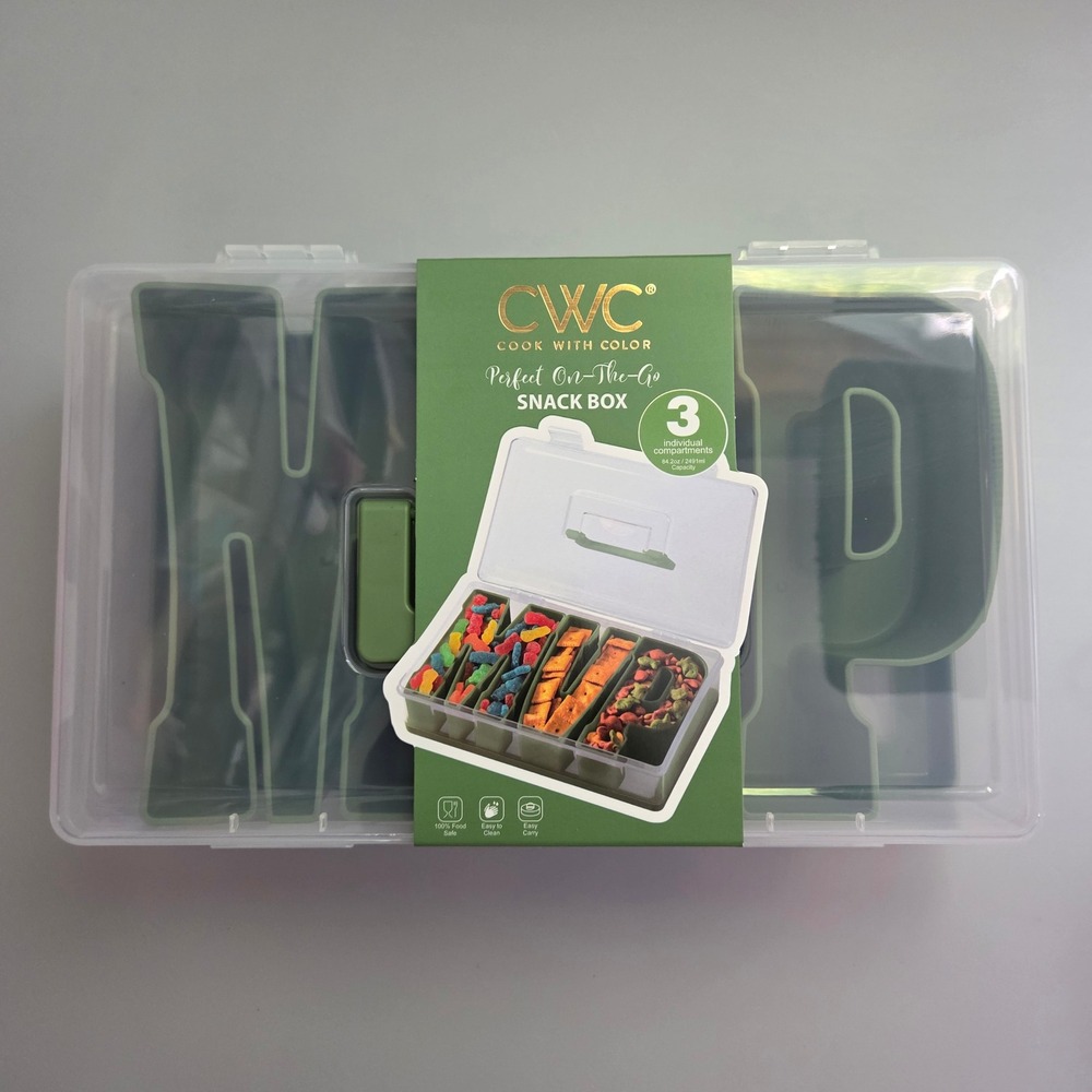 Cook With Color MVP Snack Box 3 Compartment On-The-Go‎ Food Container Green